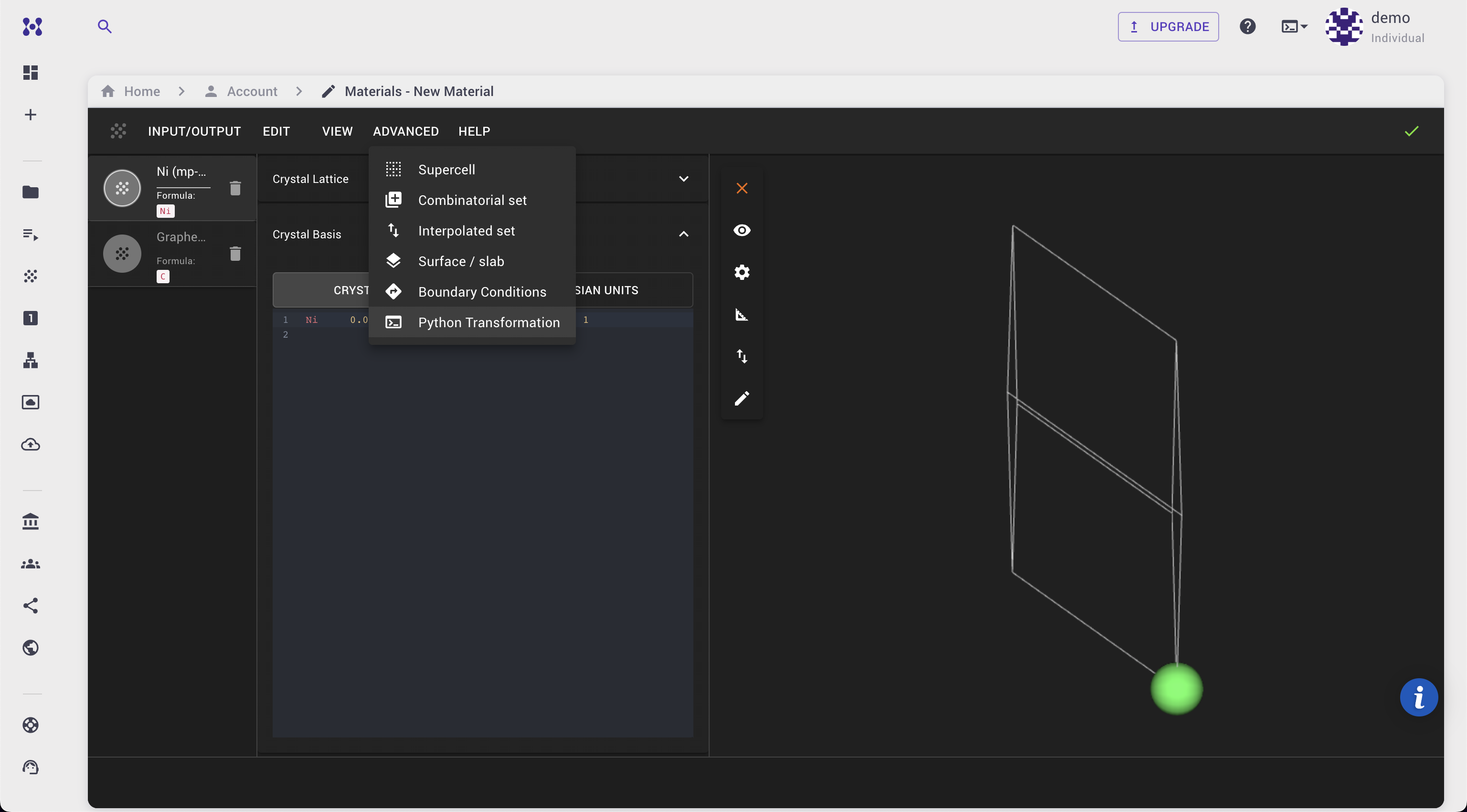 Open Python Transformation Dialog