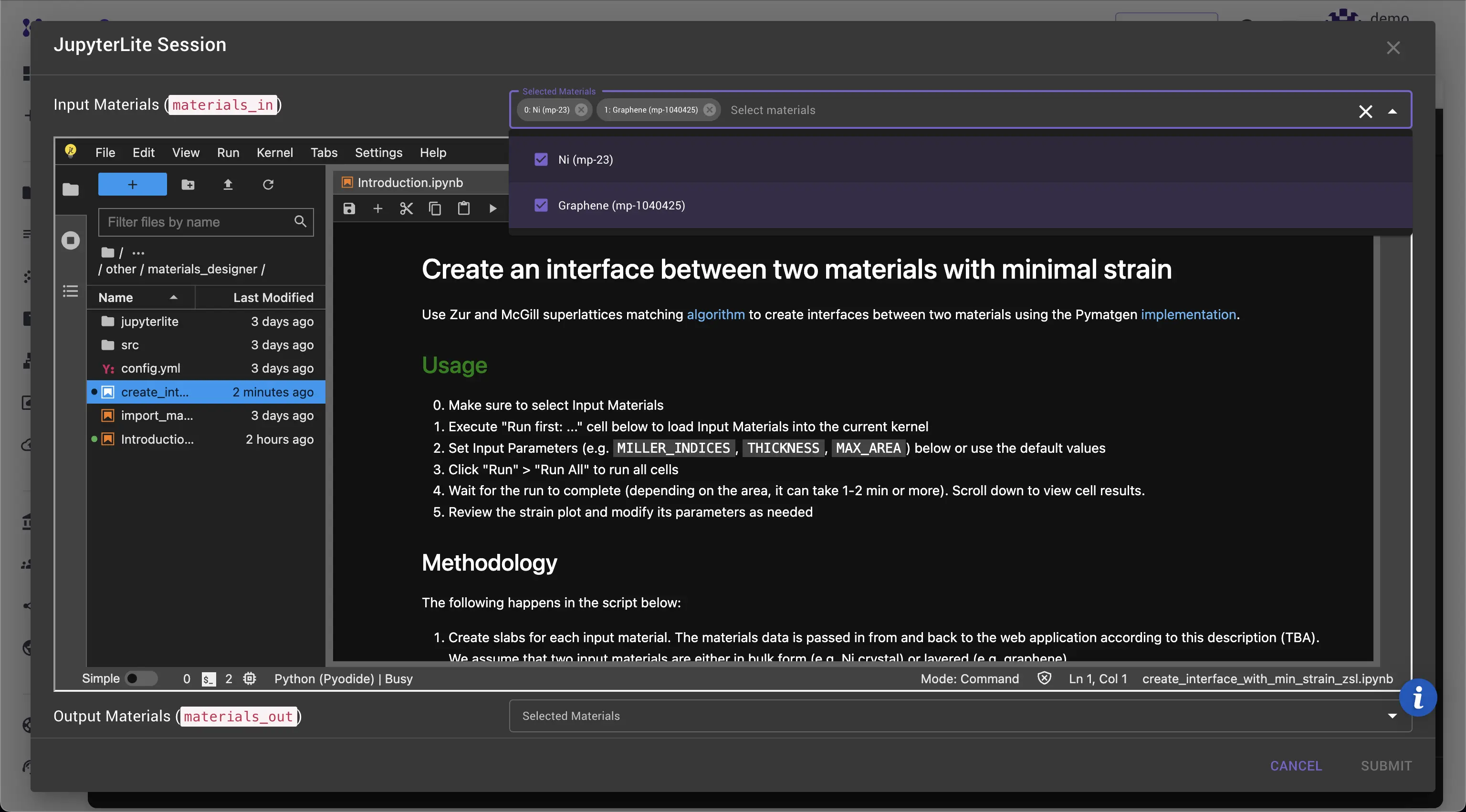 Select Input Materials
