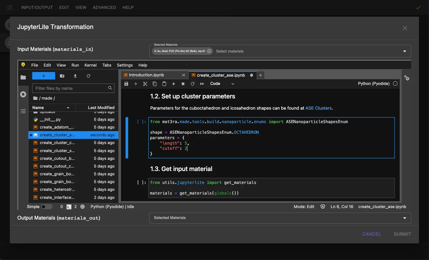 Setup for cuboctahedron cluster Setup for cuboctahedron cluster