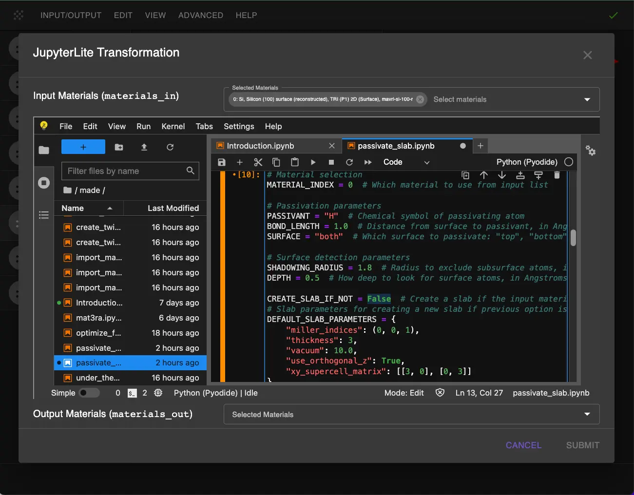 Passivation Parameters Visualization Passivation Parameters